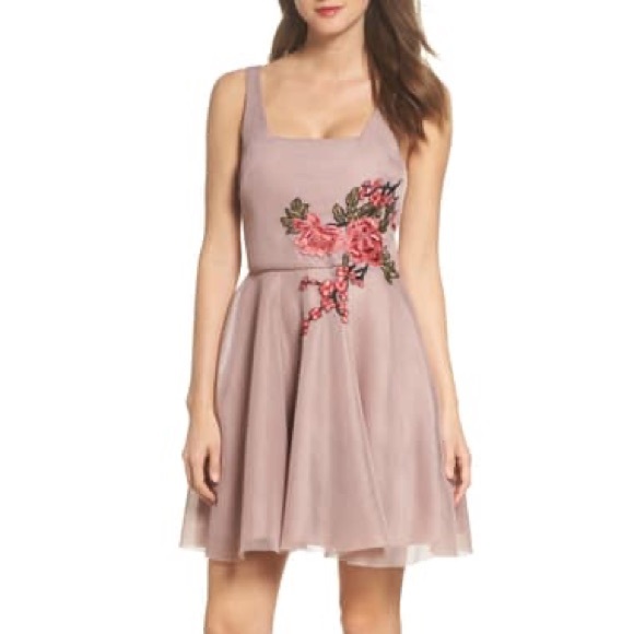 mesh fit and flare dress